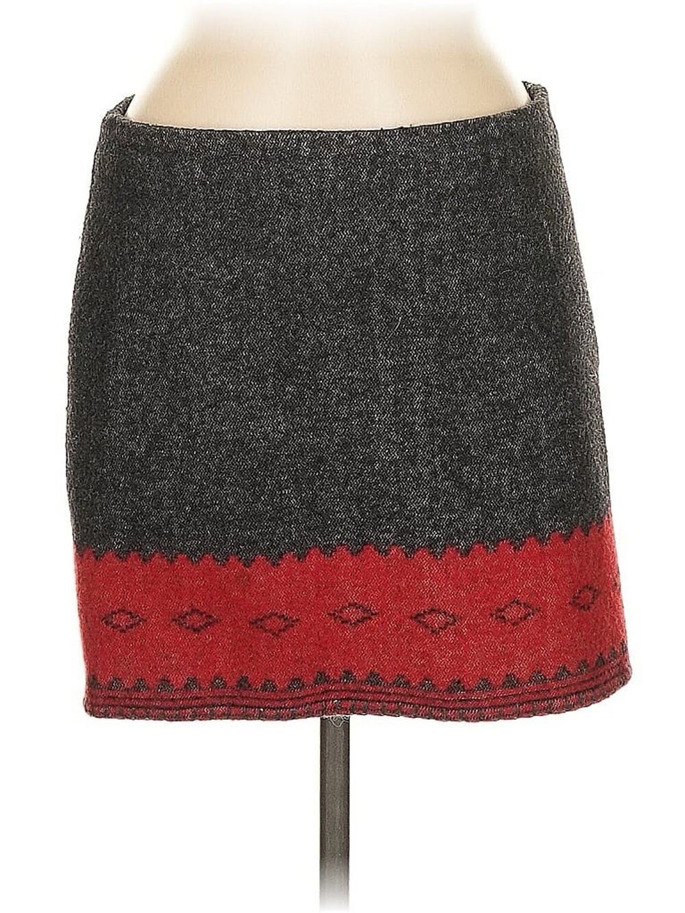 VTG Ralph By Ralph Lauren Red Grey western Wool Blend Mini Skirt Medium
